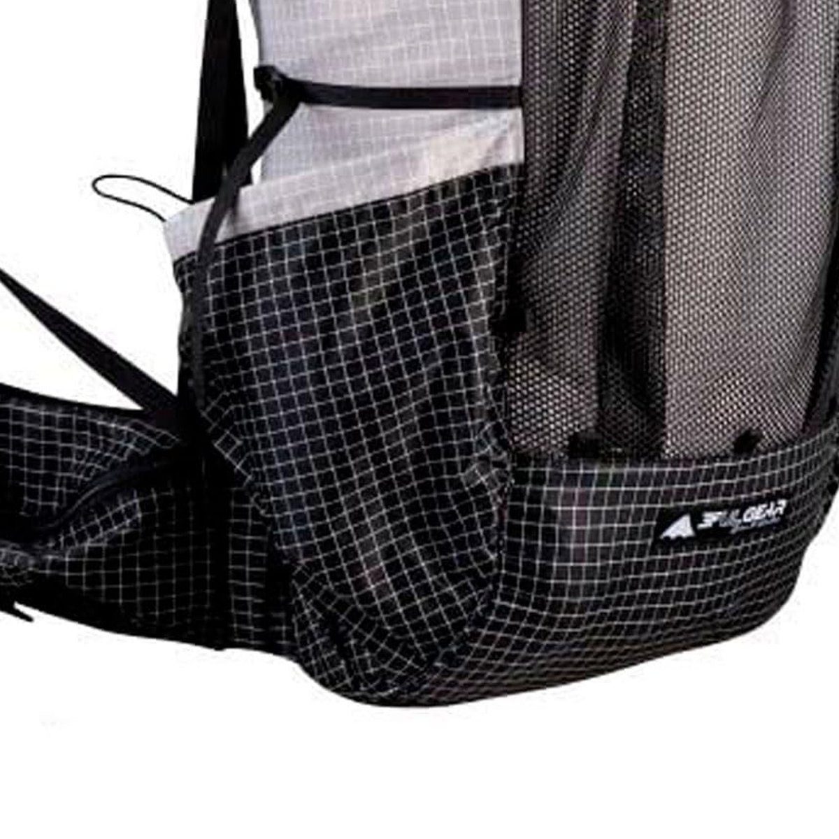 Macro detail of the UHMWPE ripstop nylon fabric weave on the Qidian Pro pack body.