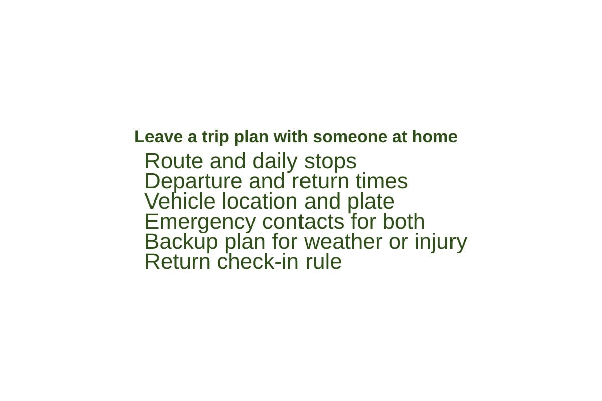Pre-trip planning checklist for a pair