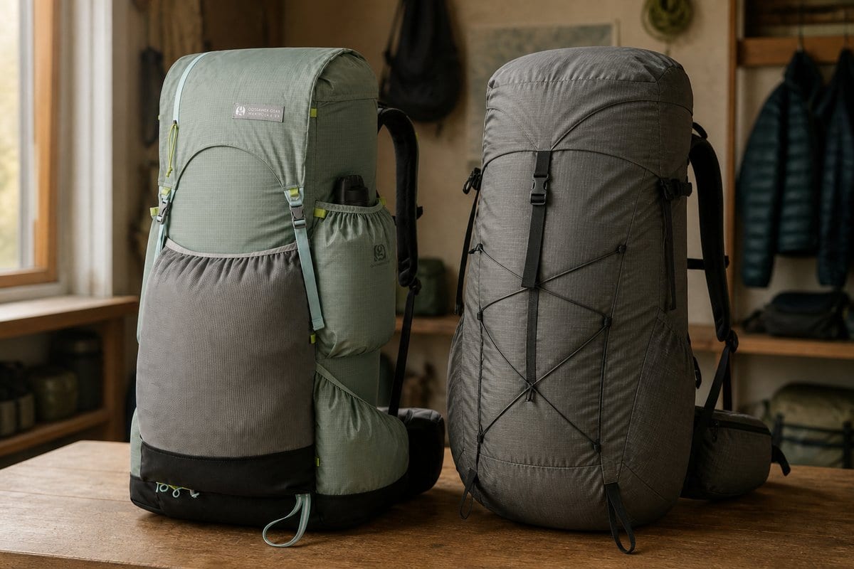 A Mariposa 60 standing beside a note of its key rivals on a hiker's table