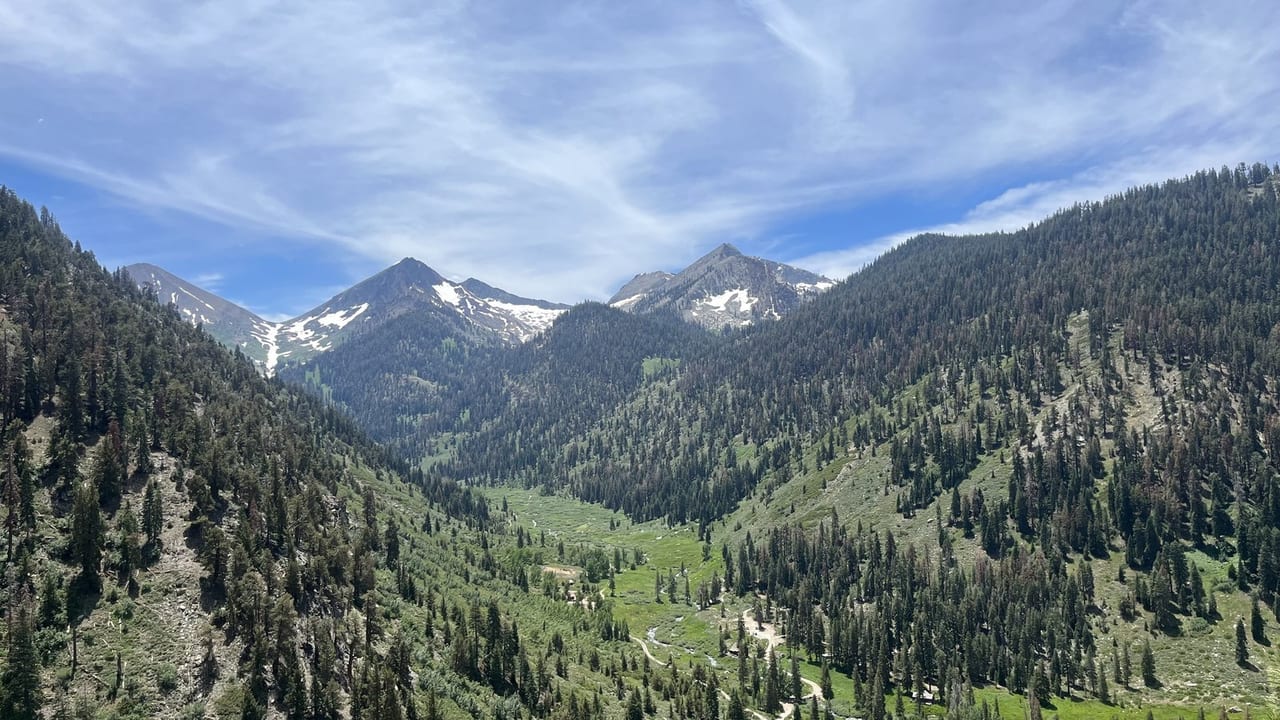 Narrow road and high country context for Mineral King backpacking access