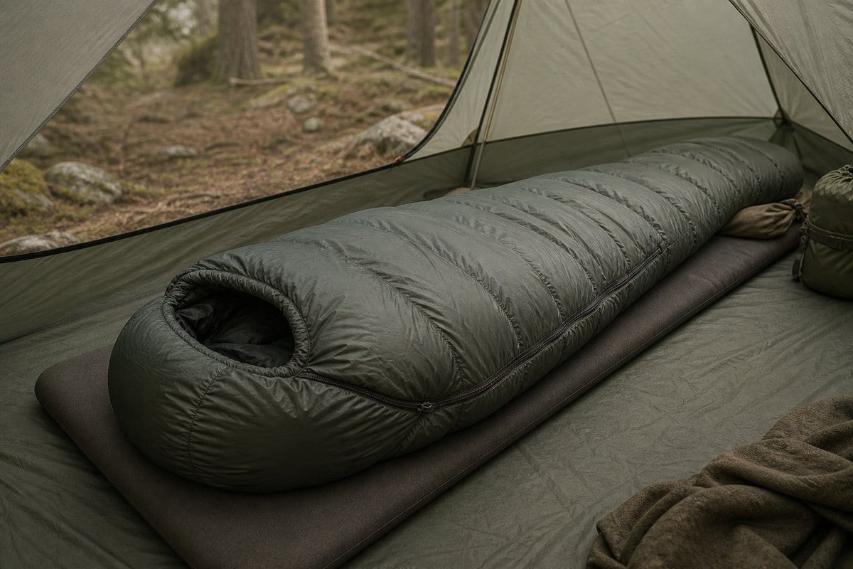 Hooded mummy sleeping bag